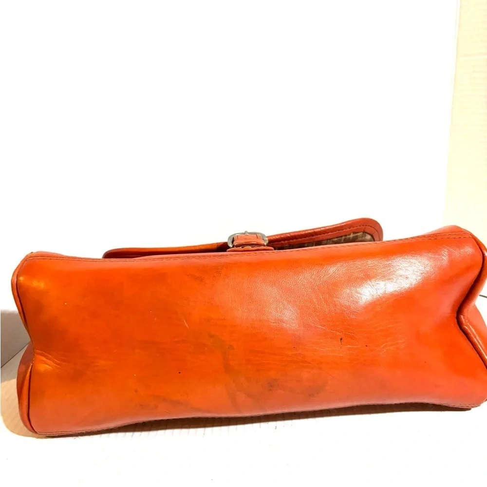 Stylish vintage unisex Orange Leather briefcase